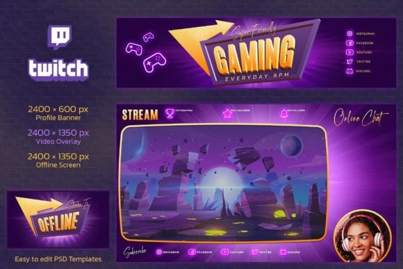 Elevate Your Gaming Twitch Channel with a Bold Neon Identity