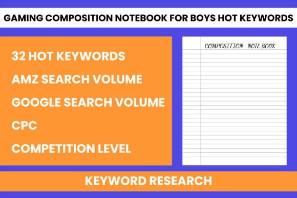 Gaming Composition N.B for Boys Keywords and Amazon KDP Success