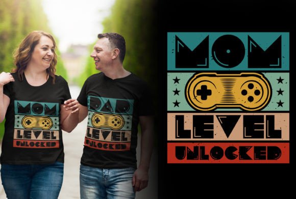 Mom Level Unlocked: A Gaming T-Shirt Design for Celebration